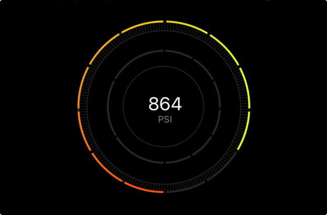 radial gauge interface indicating PSI